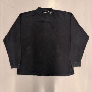 Vintage Reebok Mock Neck Long Sleeve Shirt Black Embroidered Logo Mens XL